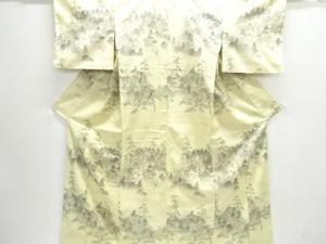 アンティーク　風景模様手織り紬着物